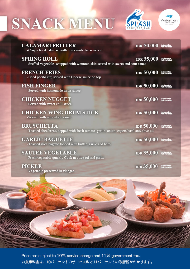 Snack menu